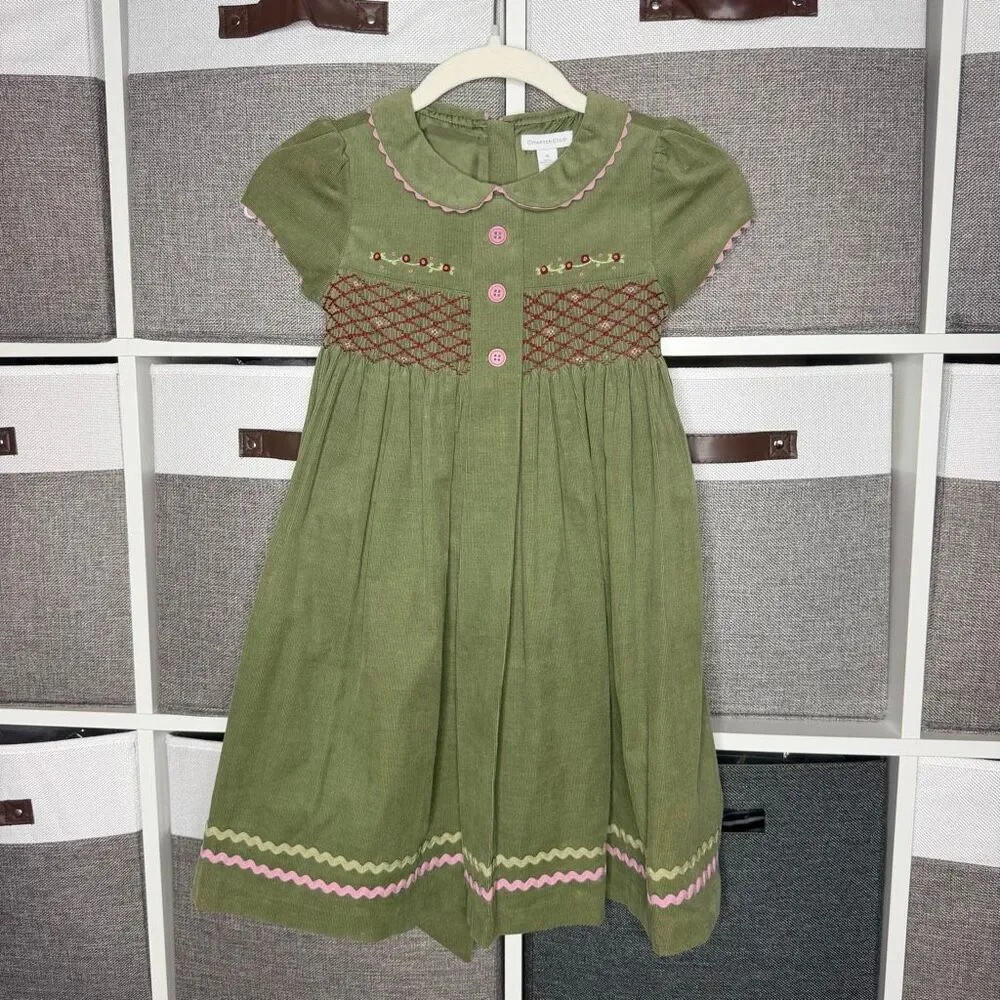 Charter Club Vintage Inspired Smocked Micro Corduroy Dress Size 6